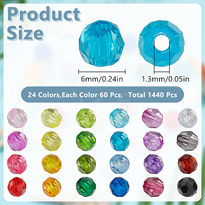 24 Colors Transparent Acrylic Beads TACR-PH0001-93B-1