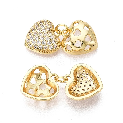 Brass Micro Pave Cubic Zirconia Heart Charms KK-N287-35G-1