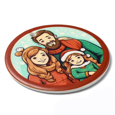 Christmas Handmade Printed Porcelain Big Pendants LS-PORC-F009-03-1