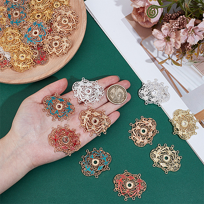 36Pcs 6 Colors Alloy Connector Cabochon Settings FIND-PH0061-67-1