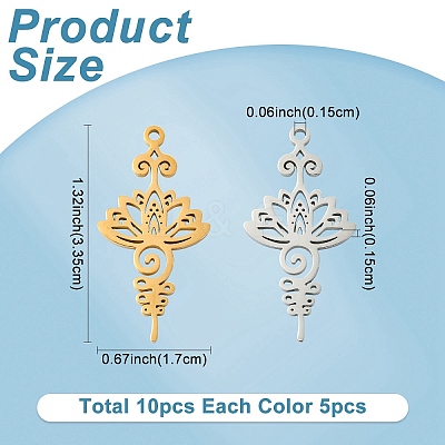 10Pcs 2 Colors 201 Stainless Steel Pendants STAS-YW0011-06-1