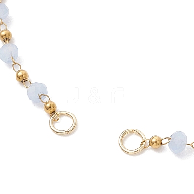 Handmade 304 Stainless Steel and Faceted Rondelle Glass Beaded Chain Bracelet Making AJEW-JB01476-02-1