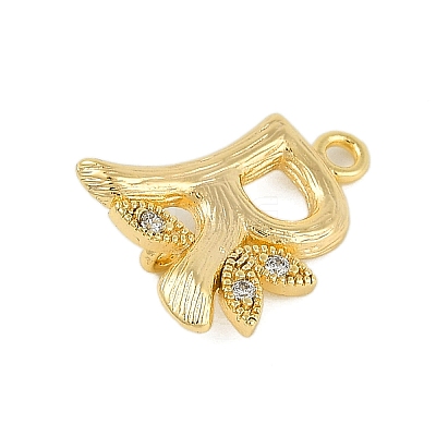 Brass Crystal Rhinestone Letter Links Connector Charms KK-S395-06G-R-1