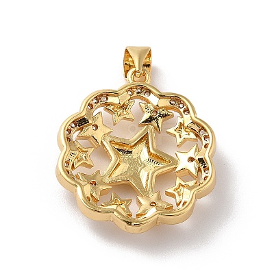 Rack Plating Brass Micro Pave Cubic Zirconia Pendants X-KK-A160-11G-1