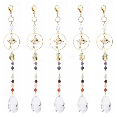 Glass Teardrop Chandelier Pendant Decorations HJEW-JM00854-1