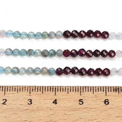 Gradient Color Natural Garnet & Quartz Crystal & Apatite Beads Strands GG-CBA1668-A05-3mm-1