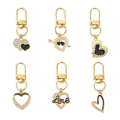 6Pcs Alloy Enamel & Rhinestone Pendant Decoration HJEW-YW00082-1