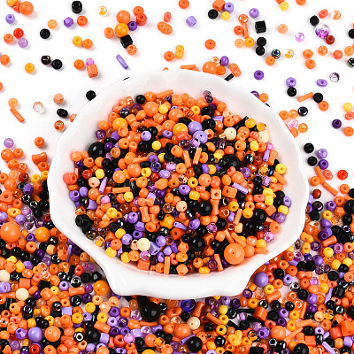 Halloween Theme Glass Seed Beads SEED-N007-13J-1