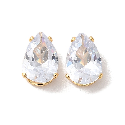 Brass Clear Cubic Zirconia Cabochons STAS-M294-30D-1