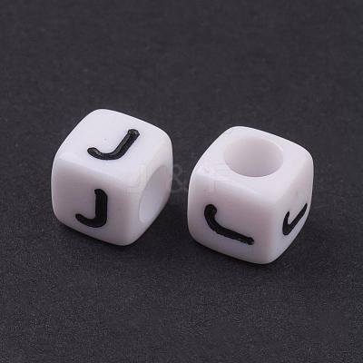 Acrylic Horizontal Hole Letter Beads PL37C9308-J-1