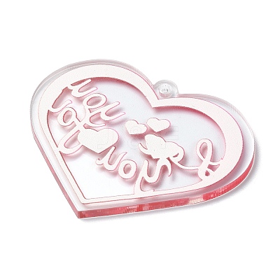 Valentine's Day Transparent Acrylic Pendant OACR-A025-02G-1