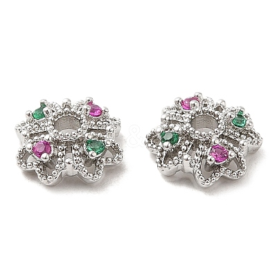 Brass Micro Pave Colorful Cubic Zirconia Bead Caps KK-F860-77P-1