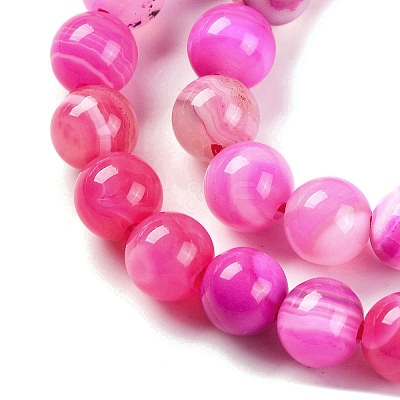 Natural Striped Agate/Banded Agate Beads Strands G-H037-A02-02-1