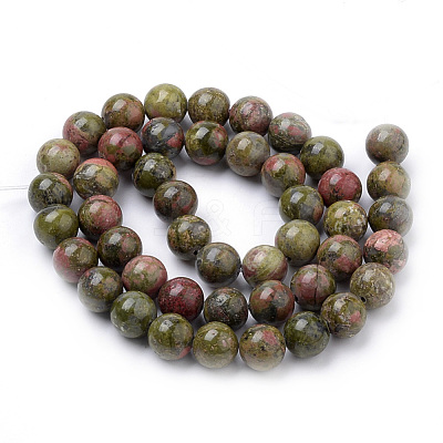 Natural Unakite Beads Strands X-G-S259-14-6mm-1
