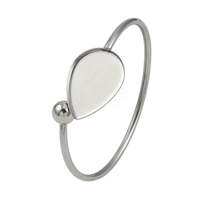 304 Stainless Steel Blank Bangle Bases with Teardrop Tray STAS-Z088-01P-02-1