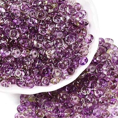 Spray Painted Transparent Glass Seed Beads SEED-T007-05G-1