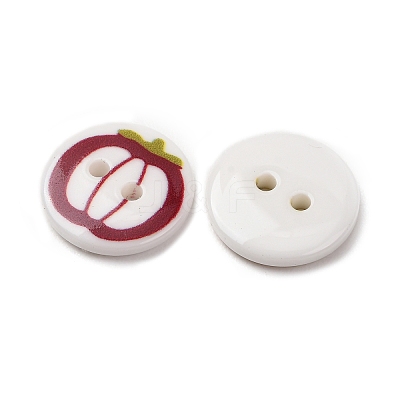 2-Hole Printed Opaque Resin Buttons RE-CBAC749-14-1