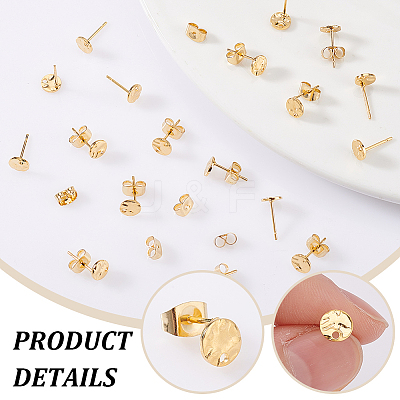 50Pcs 201 Stainless Steel Flat Round Stud Earring Findings STAS-UN0060-69-1