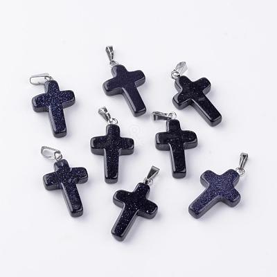 Synthetic Blue Goldstone Pendants G-J354-03-1