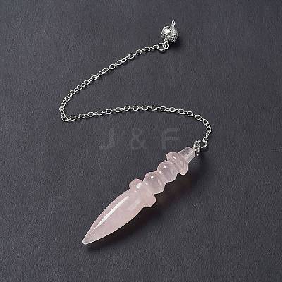Natural Rose Quartz Pointed Dowsing Pendulums AJEW-B020-06P-07-1
