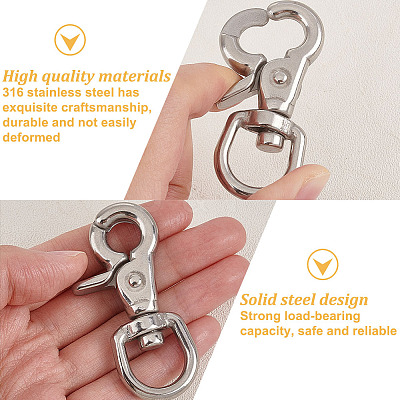 2Pcs Stainless Steel Swivel Clasps STAS-DC0015-60-1