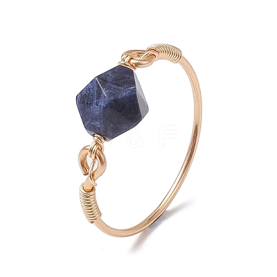 Star Cut Round Natural Mixed Gemstone Finger Rings RJEW-JR00726-1