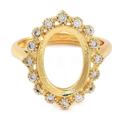 Rack Plating Oval Brass Micro Pave Cubic Zirconia Adjustable Ring Components KK-Q819-10G-1