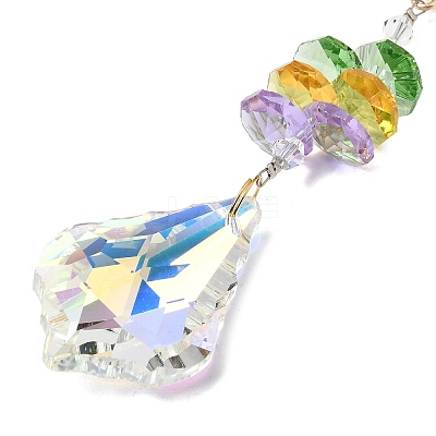 Alloy Rhinestone & Glass Teardrop Charm Suncatchers HJEW-E013-03G-1