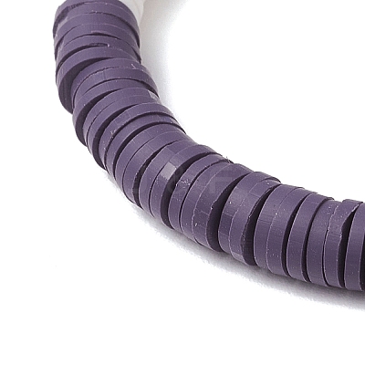 Flat Round Handmade Polymer Clay Heishi Beaded Stretch Bracelets BJEW-JB11802-01-1