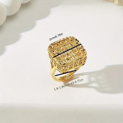 Hollow Square Brass Open Cuff Rings for Women TF4137-1