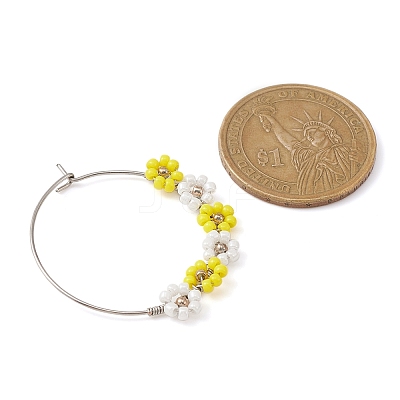 Flower Glass Seed Wine Glass Charms AJEW-JO00189-1