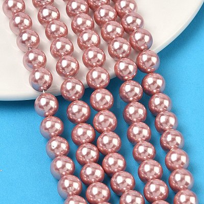 Electroplated Shell Pearl Beads Strands BSHE-G041-8mm-05-1