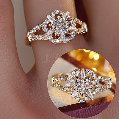 Brass Micro Pave Clear Cubic Zirconia Finger Rings WG33AB7-01-1