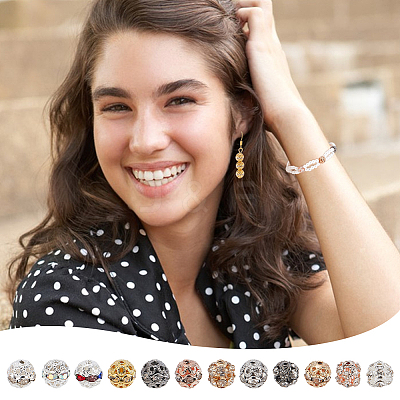 96Pcs 12 Colors Brass Rhinestone Beads KK-PH0011-02-1