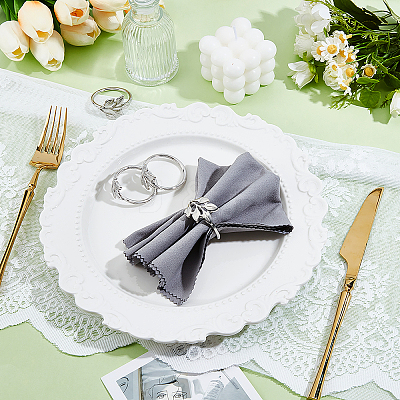 60Pcs Christmas Theme Alloy Leaf Napkin Rings AJEW-PB0001-03P-1