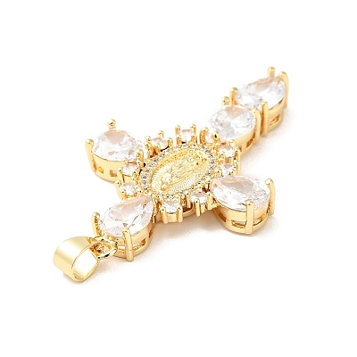 Rack Plating Brass Micro Pave Cubic Zirconia Pendants X-ZIRC-I059-15G-06-1