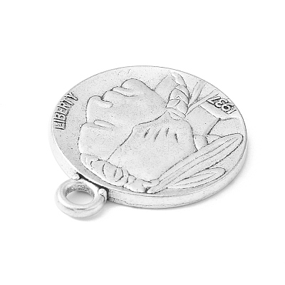 Antique Silver Tibetan Style Alloy Coin Pendants X-TIBEP-GC001-AS-RS-1