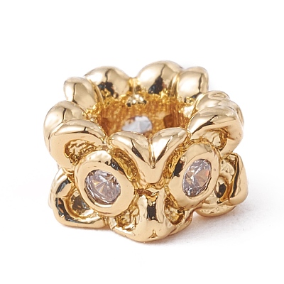 Eco-Friendly Rack Plating Brass Micro Pave Cubic Zirconia European Beads KK-F835-19A-G-1