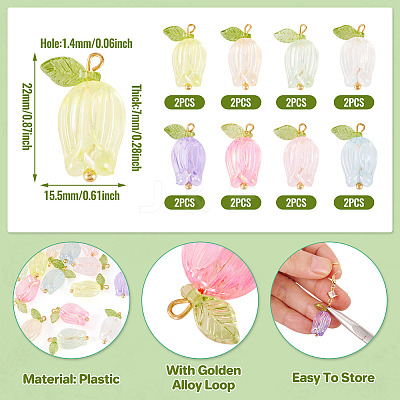 16Pcs 8 Colors Plastic Pendants KY-TA0001-60-1