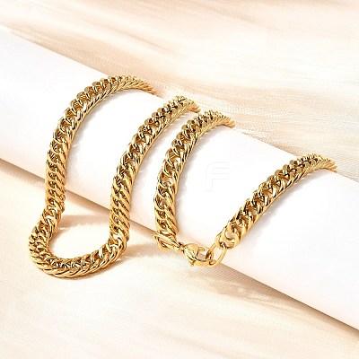 5.5MM 304 Stainless Steel Cuban Link Chain Necklaces for Men NJEW-B134-08A-G-1