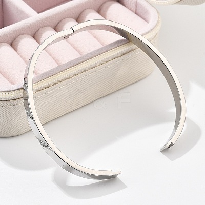 304 Stainless Steel Rhinestone Bangles for Women BJEW-Z092-16P-1