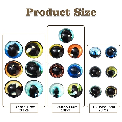 60Pcs 3 Styles Craft Glass Doll Eyes DOLL-YW0001-01-1