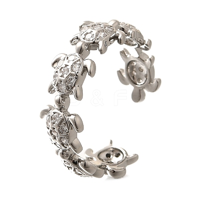 Brass Micro Pave Clear Cubic Zirconia Cuff Rings for Women RJEW-Q008-13P-1
