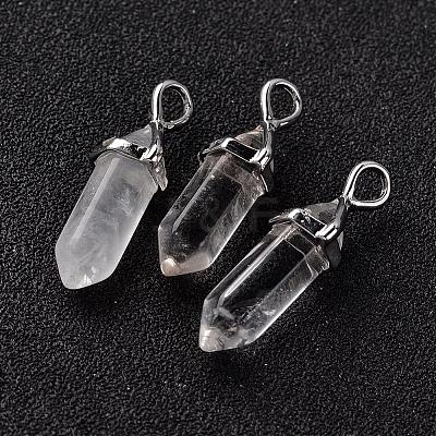 Bullet Natural Quartz Crystal Pointed Pendants G-E332-A09-1