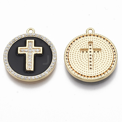 Brass Micro Pave Cubic Zirconia Pendants KK-R130-035-01G-NF-1