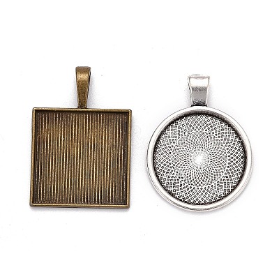 Alloy Pendant Cabochon Settings PALLOY-XCP0002-03AS-1