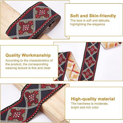 12.25M 7 Colors Ethnic Style Polyester Ribbons OCOR-FG0001-23-1