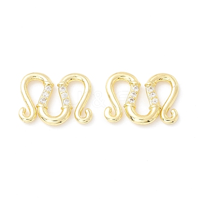 Brass Clear Cubic Zirconia S-Hook Clasps KK-E280-28G-1