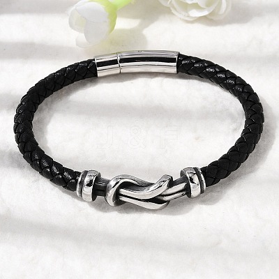 Braided Microfiber Leather Cord Bracelets BJEW-A092-01B-AS-1