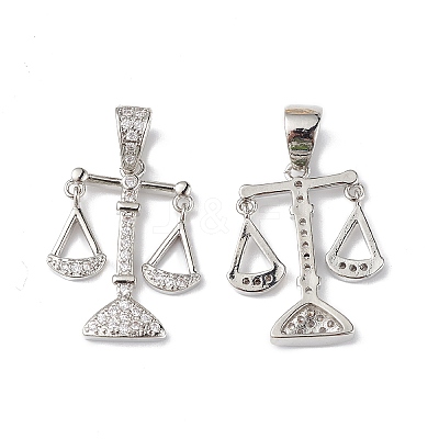 Rack Plating Brass Micro Pave Cubic Zirconia Pendants X-KK-F848-04P-1